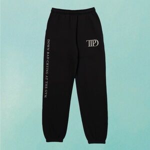 Taylor Swift Tortured Poets Department Black Sweatpants with Side Text and Logo